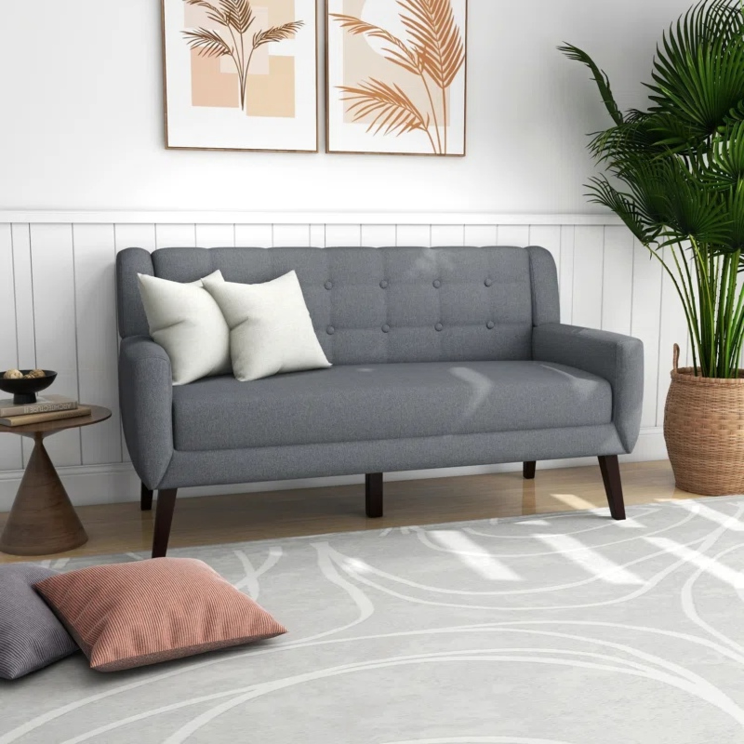 Wayfair Jaqueze Loveseat Light Gray Linen - image-4
