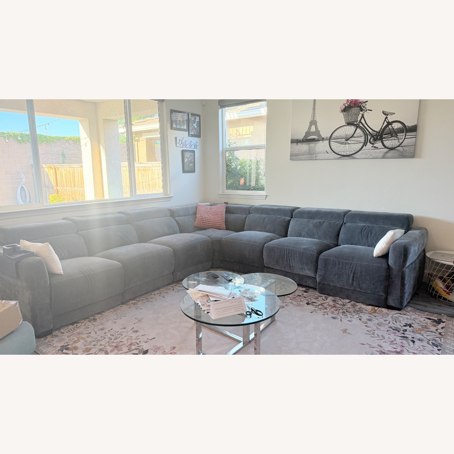 RC Willey Blue Fabric 3+ Piece Sectional - image-7