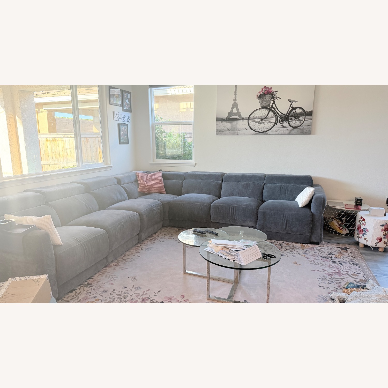 RC Willey Blue Fabric 3+ Piece Sectional - image-4