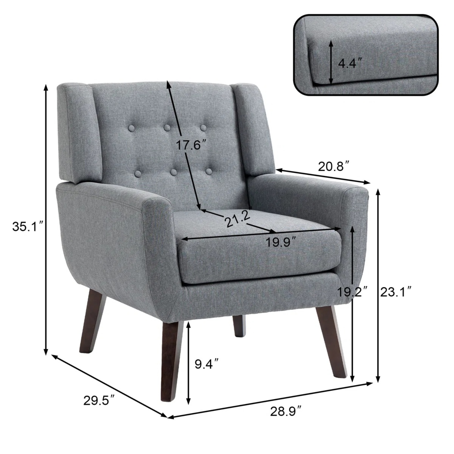 Wayfair Jaqueze Armchairs Light Gray Linen - image-4