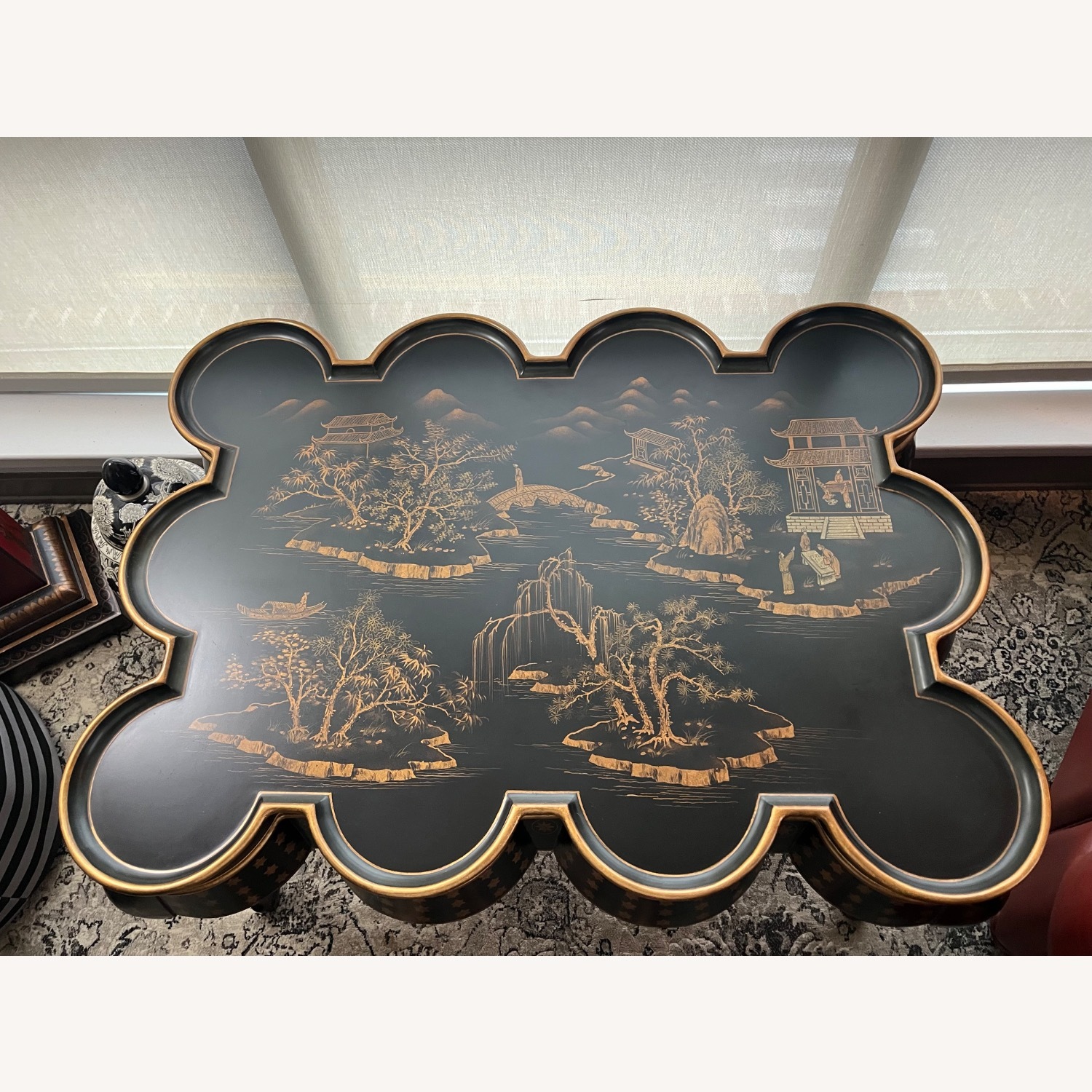 Rose Tarlow Chinoiserie Black Wood Coffee Table - image-1