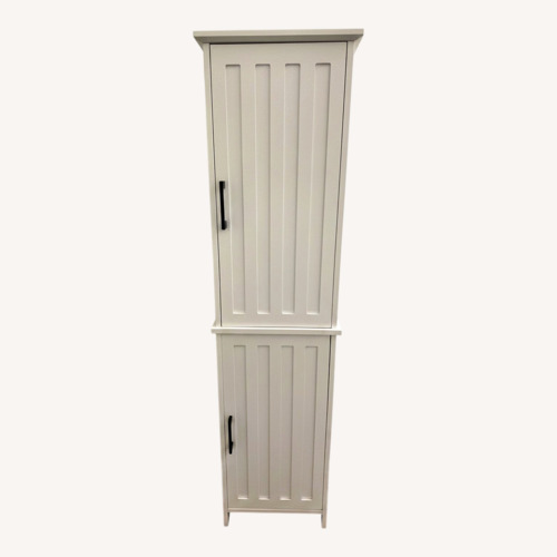 Used White Wood Towel Cabinet for sale on AptDeco