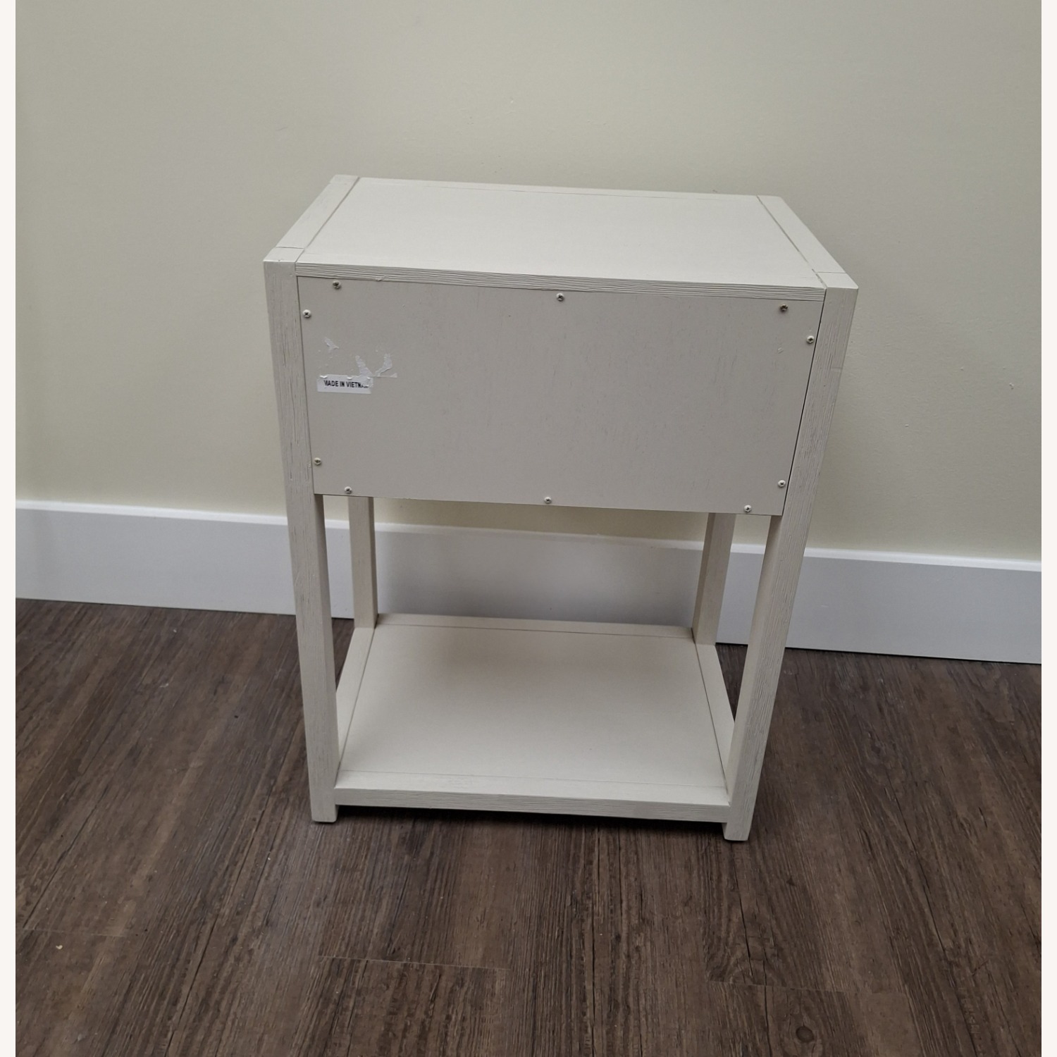 White Wood Side Table with Silver Metal Trim - image-2