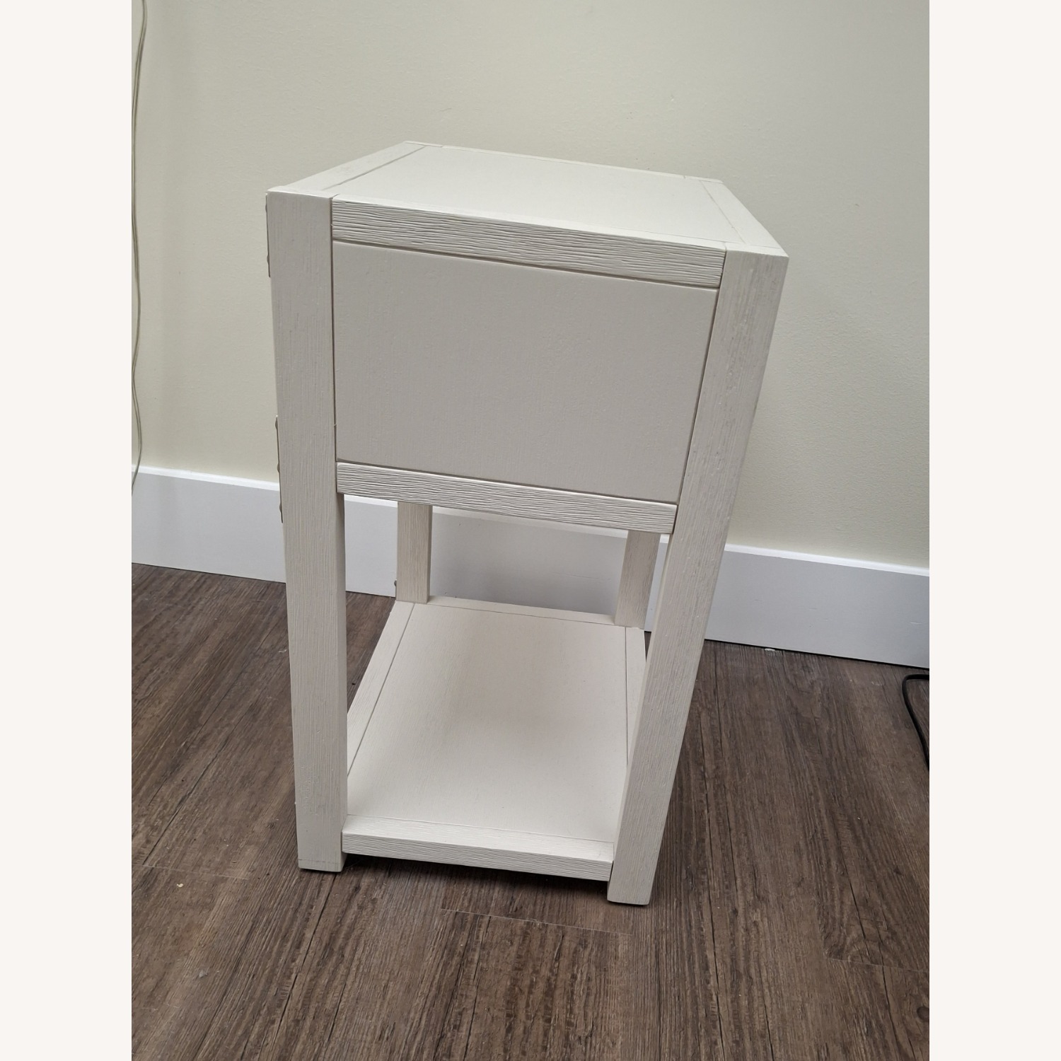 White Wood Side Table with Silver Metal Trim - image-4