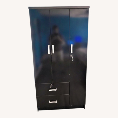 Used Black 3-Door Wardrobe (Cupboard) with Drawers for sale on AptDeco
