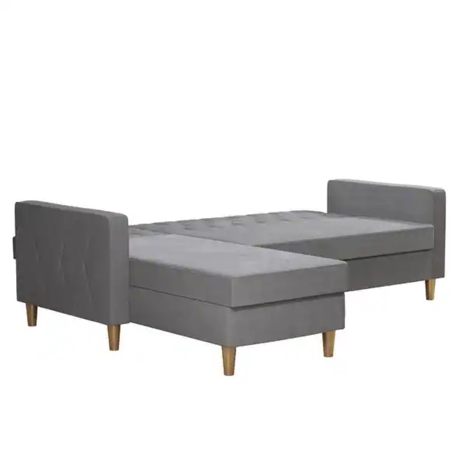 Light Gray Velvet 2 Piece Storage Sectional - image-8