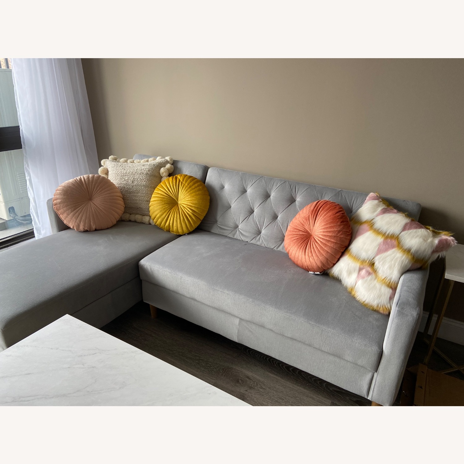 Light Gray Velvet 2 Piece Storage Sectional - image-3