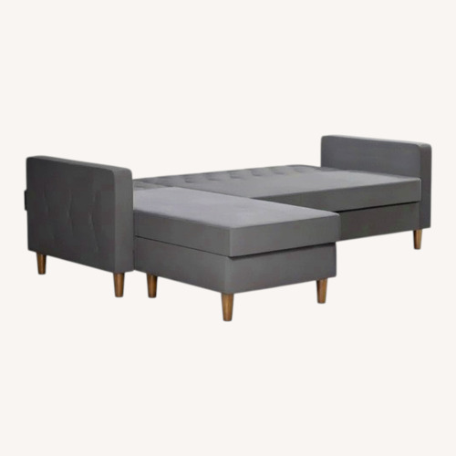 Used Light Gray Velvet 2 Piece Storage Sectional for sale on AptDeco