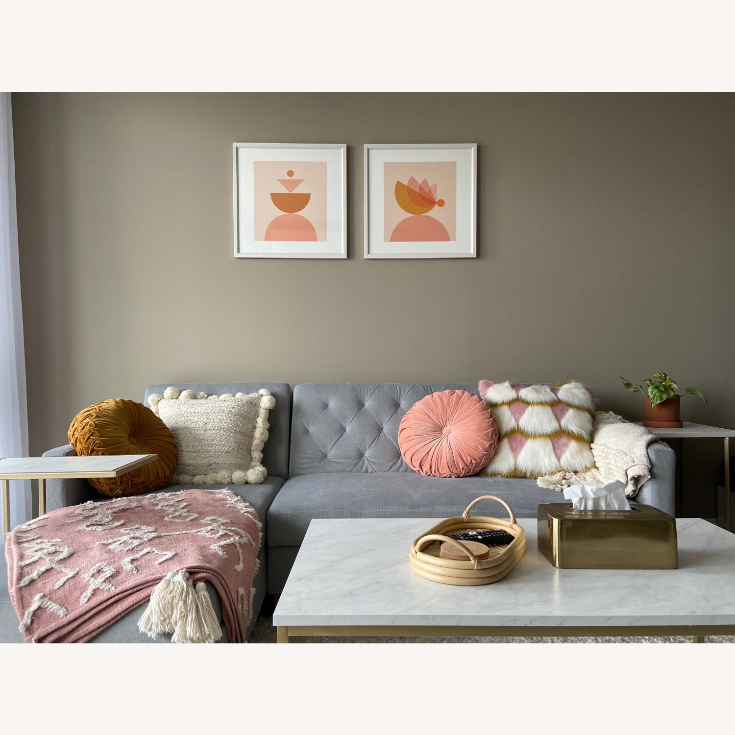 Light Gray Velvet 2 Piece Storage Sectional - image-5