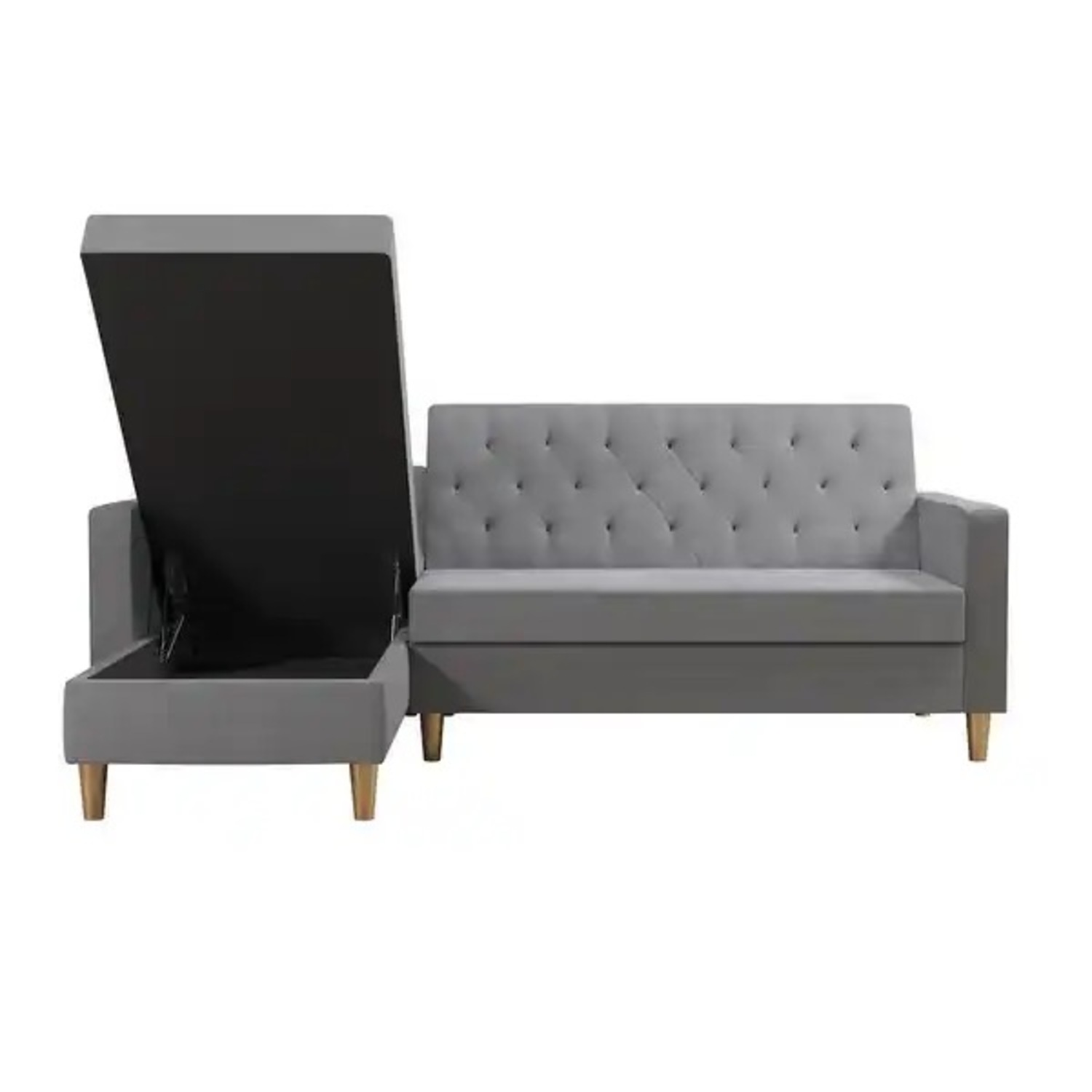 Light Gray Velvet 2 Piece Storage Sectional - image-7