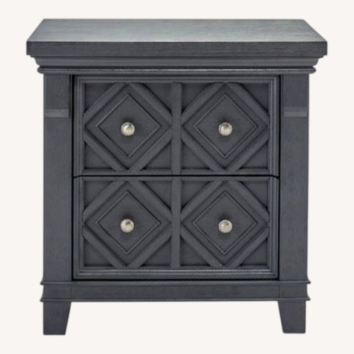 Used Raymour & Flanigan Brighton Blue Wood Nightstands for sale on AptDeco