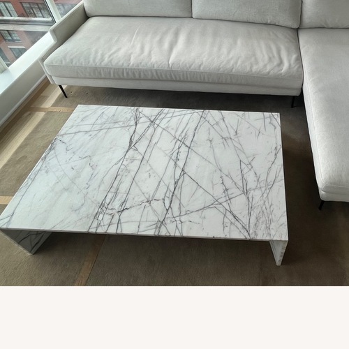 Used CB2 Ilise White Marble Coffee Table for sale on AptDeco