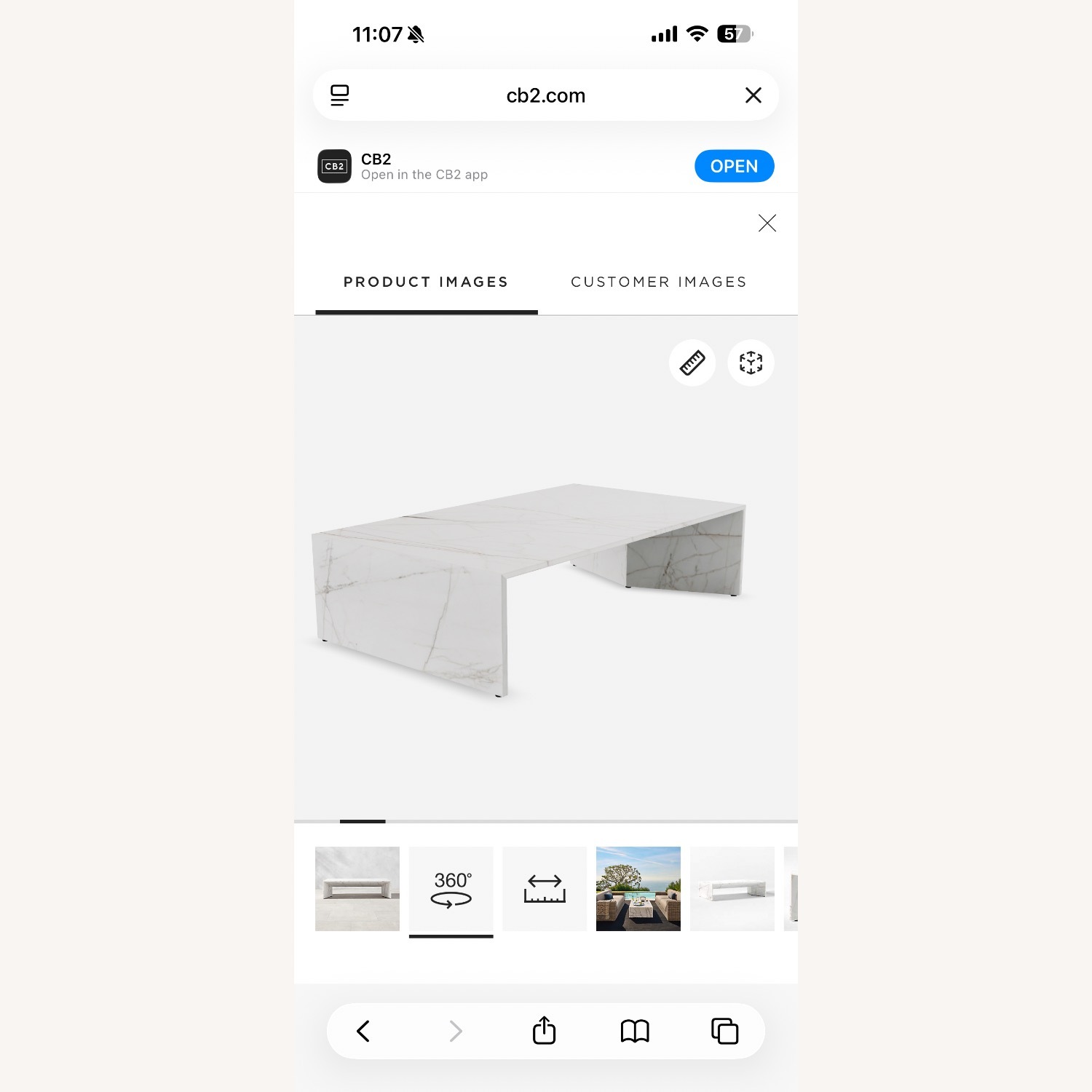 CB2 Ilise White Marble Coffee Table - image-2