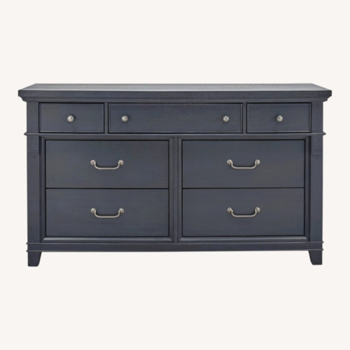 Used Raymour & Flanigan Brighton Blue Wood Dresser for sale on AptDeco