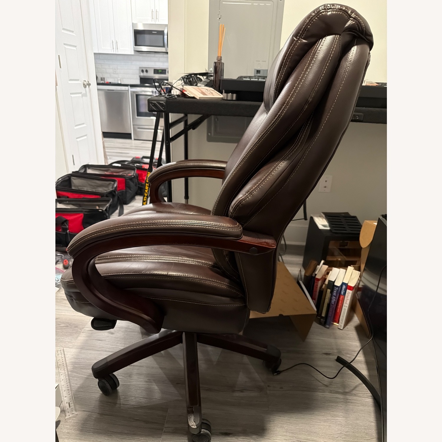 Raymour & Flanigan Reinhart Dark Brown Leather Armchair - image-3