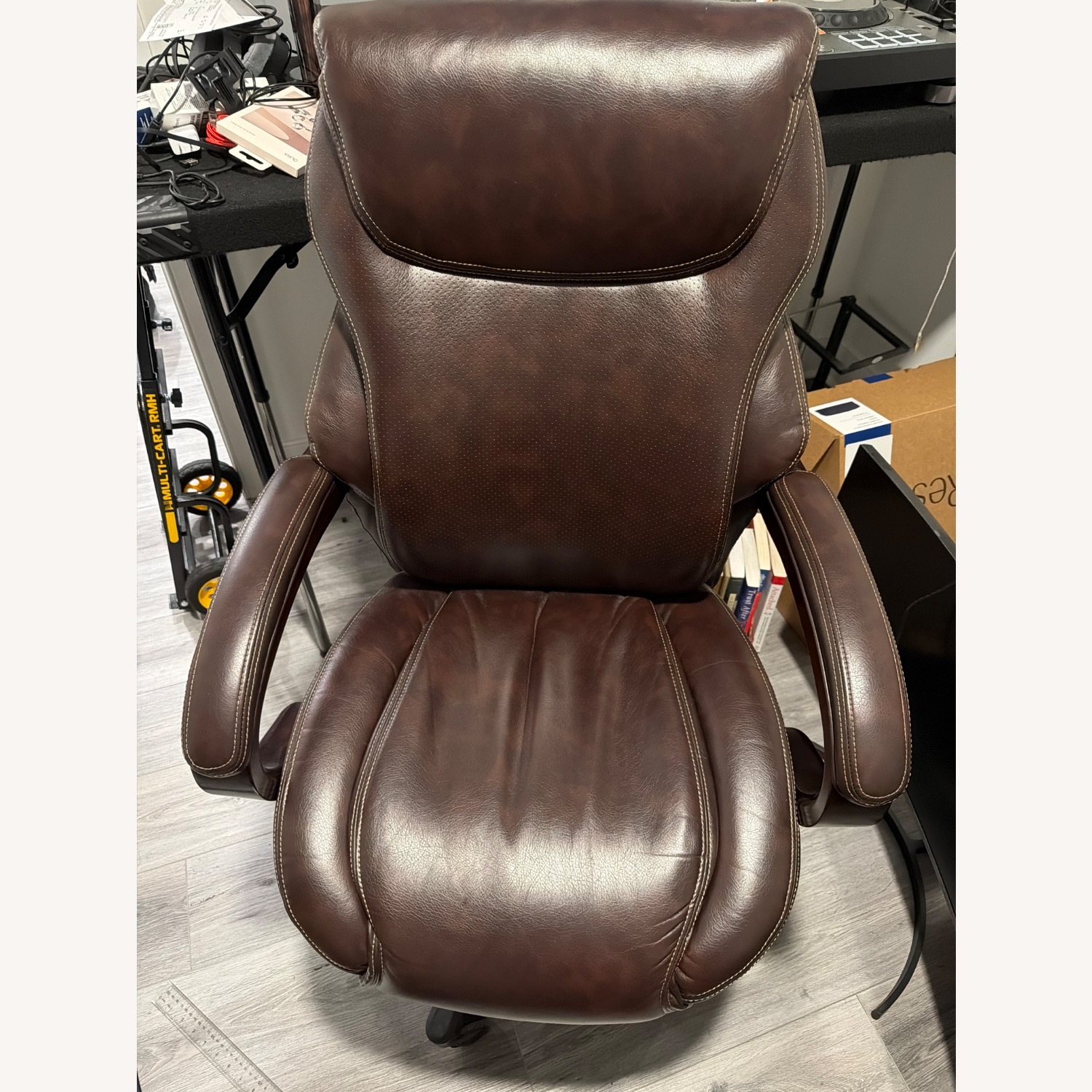 Raymour & Flanigan Reinhart Dark Brown Leather Armchair - image-1