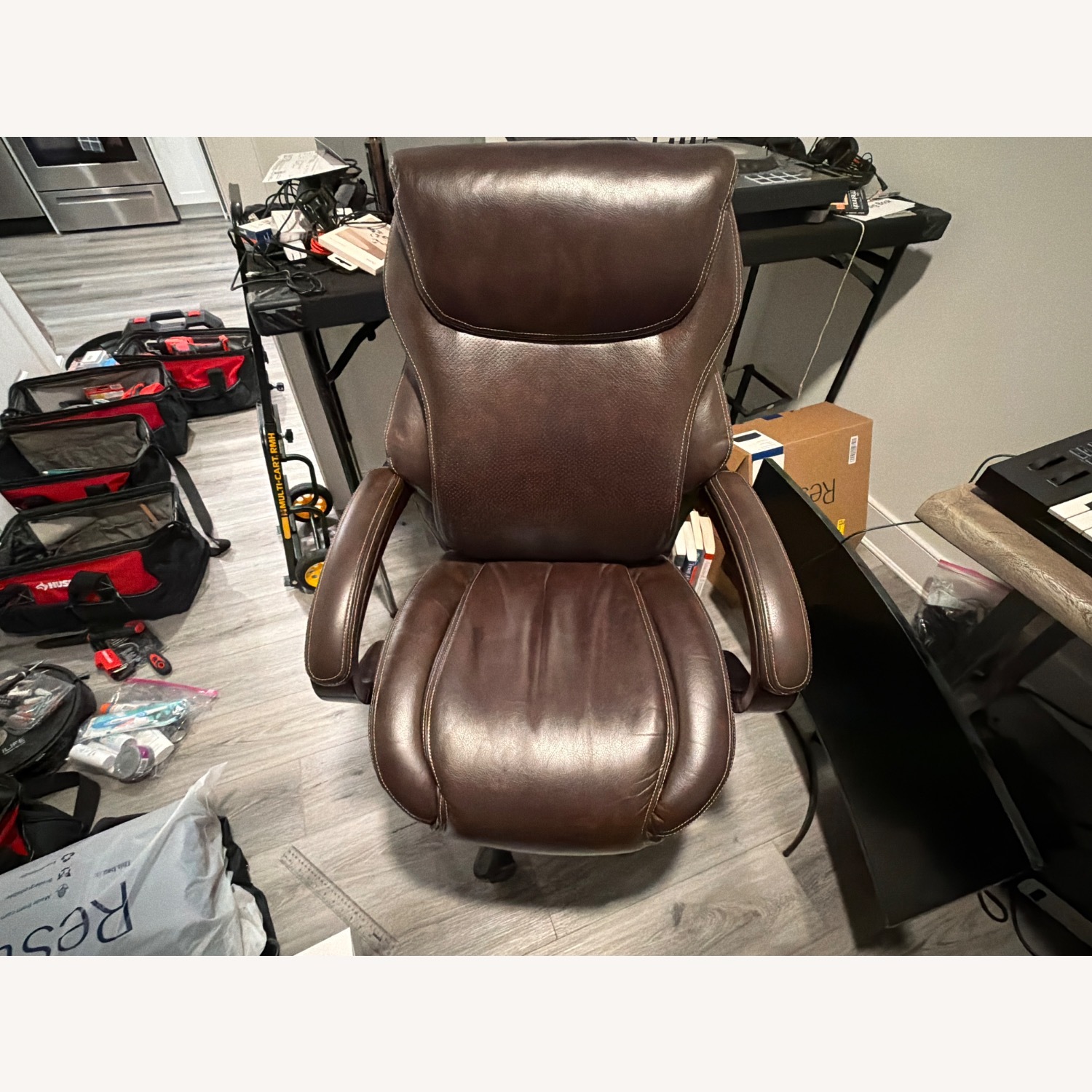 Raymour & Flanigan Reinhart Dark Brown Leather Armchair - image-2