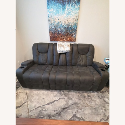 Used Viking Graphite 83'' Power Reclining Sofa with USB Port for sale on AptDeco