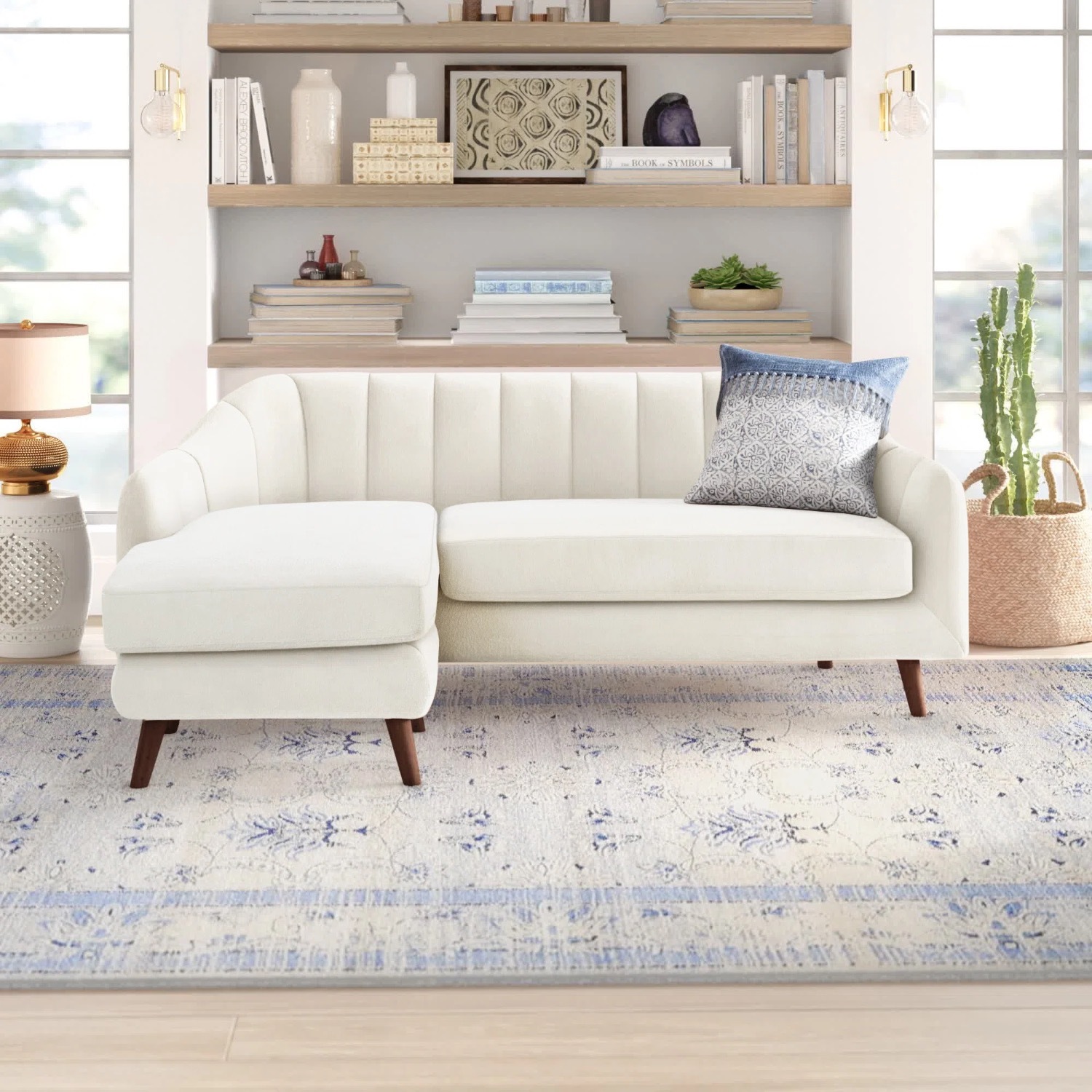 White Boucle 2 Piece Sectional - image-1