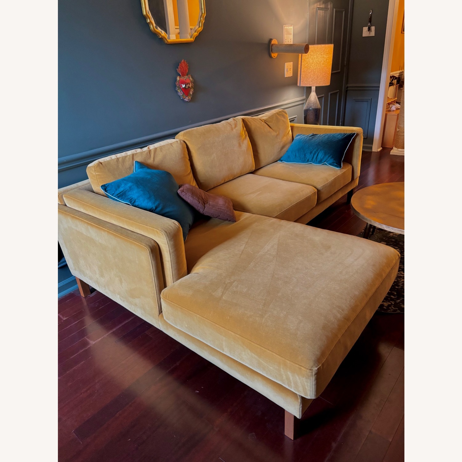 Interior Define Gold Velvet 2 Piece Sectional - image-2