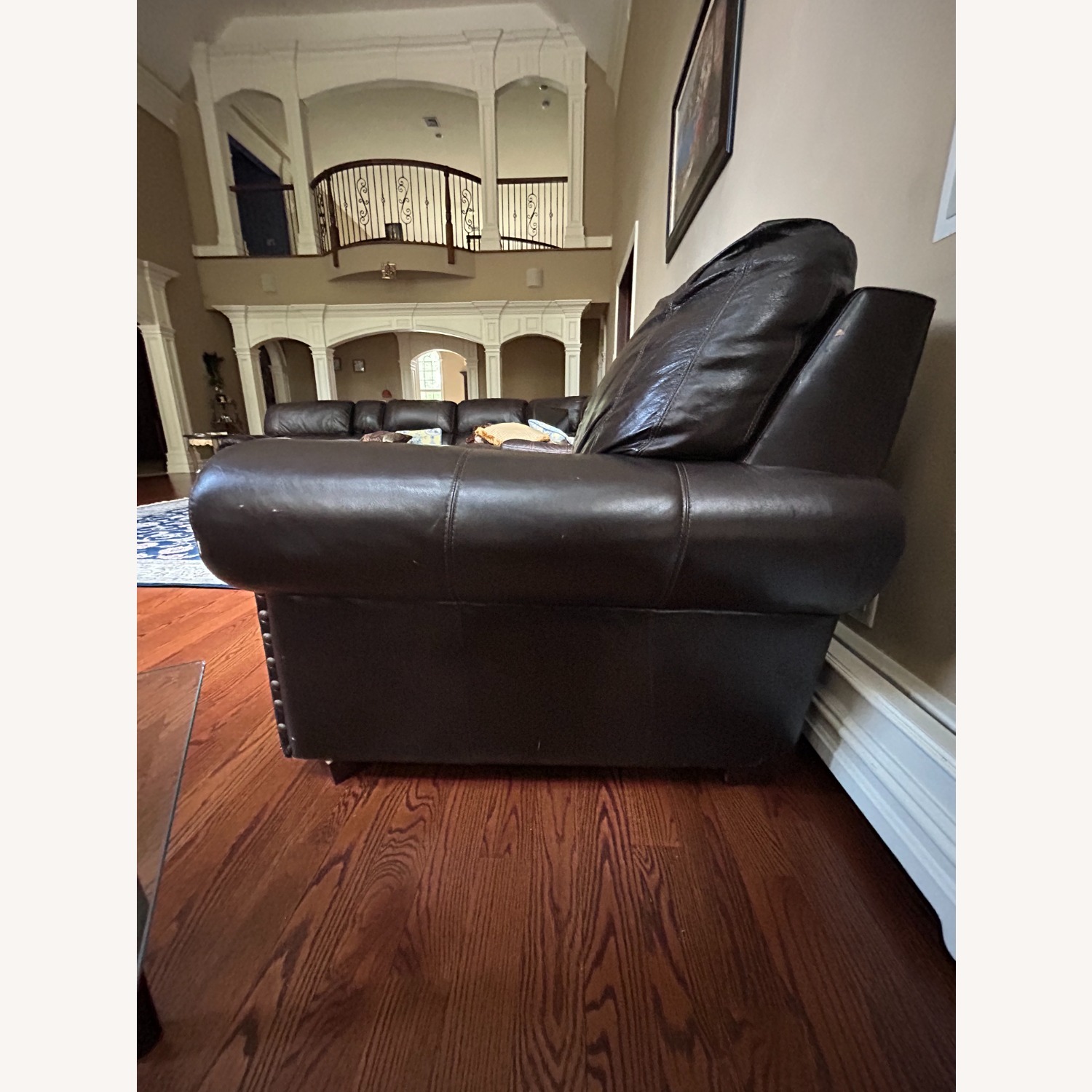 Dark Brown Leather 3+ Seater Sofa - image-4