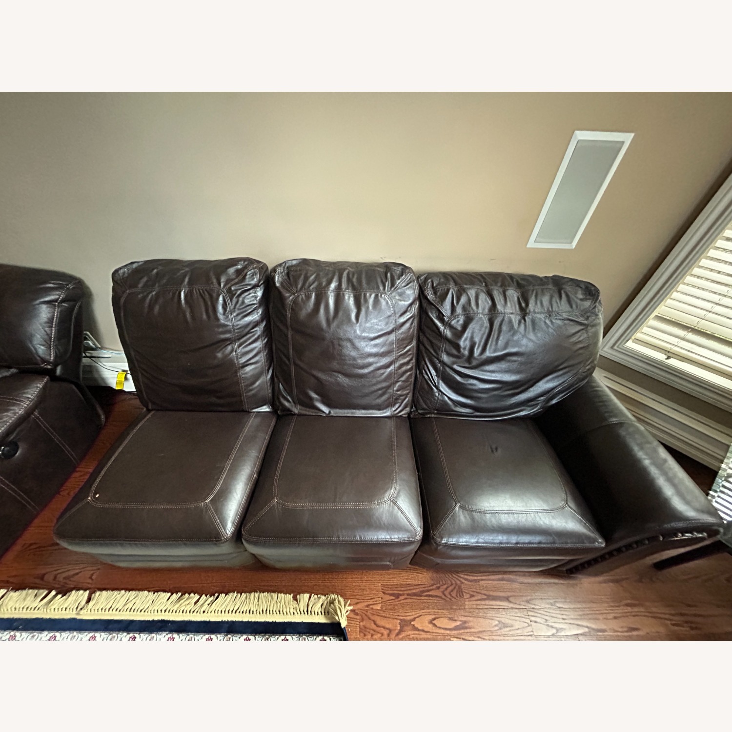 Dark Brown Leather 3+ Seater Sofa - image-2