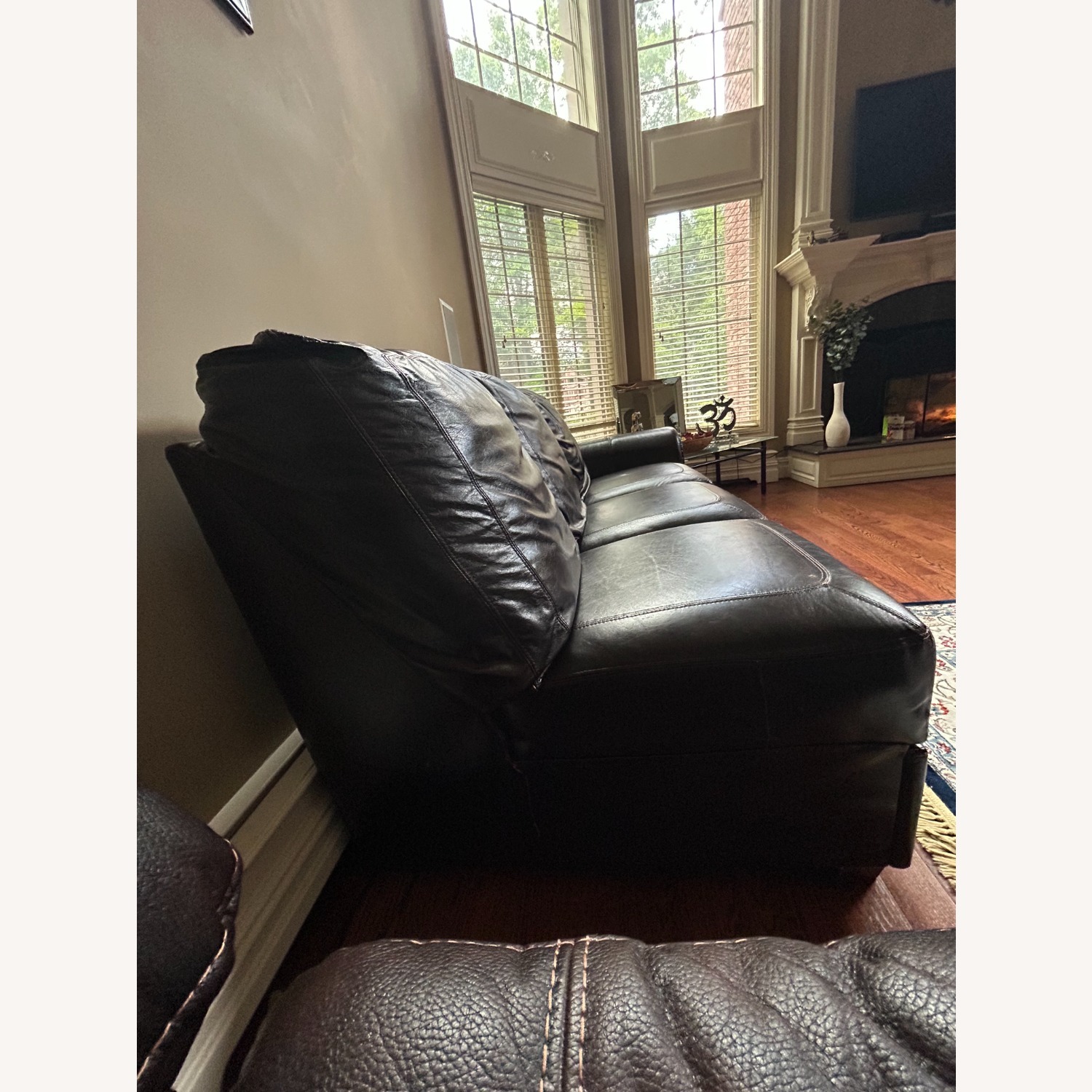 Dark Brown Leather 3+ Seater Sofa - image-3