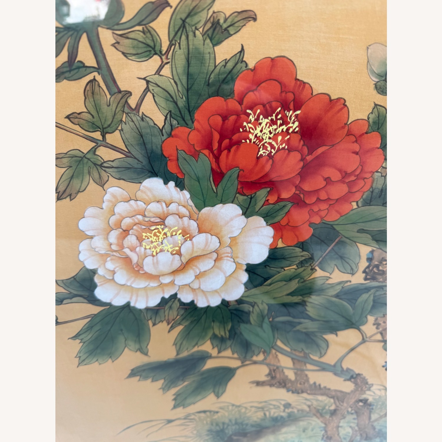 Japanese Flower Scrolls in Gold Frames - image-3