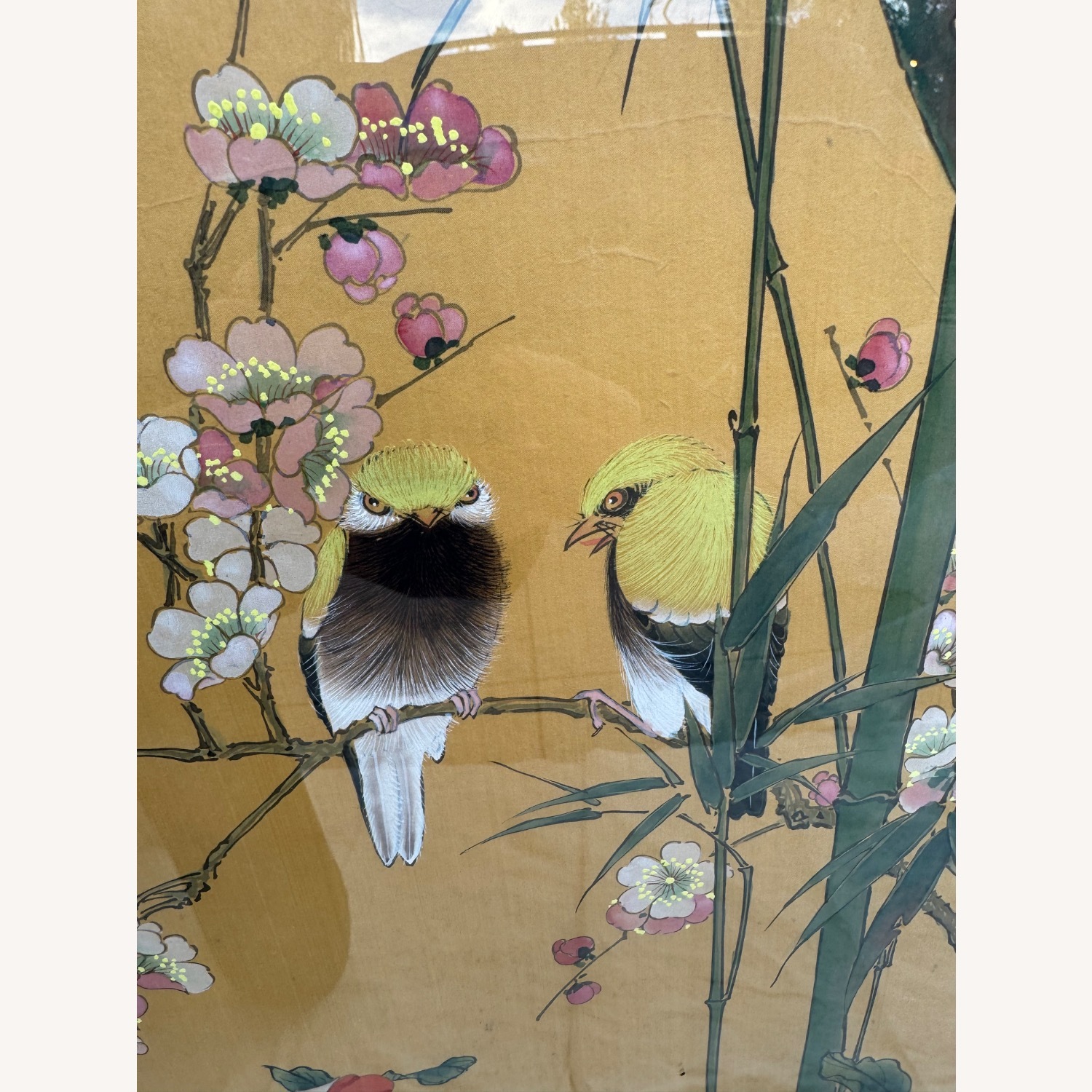 Japanese Flower Scrolls in Gold Frames - image-5