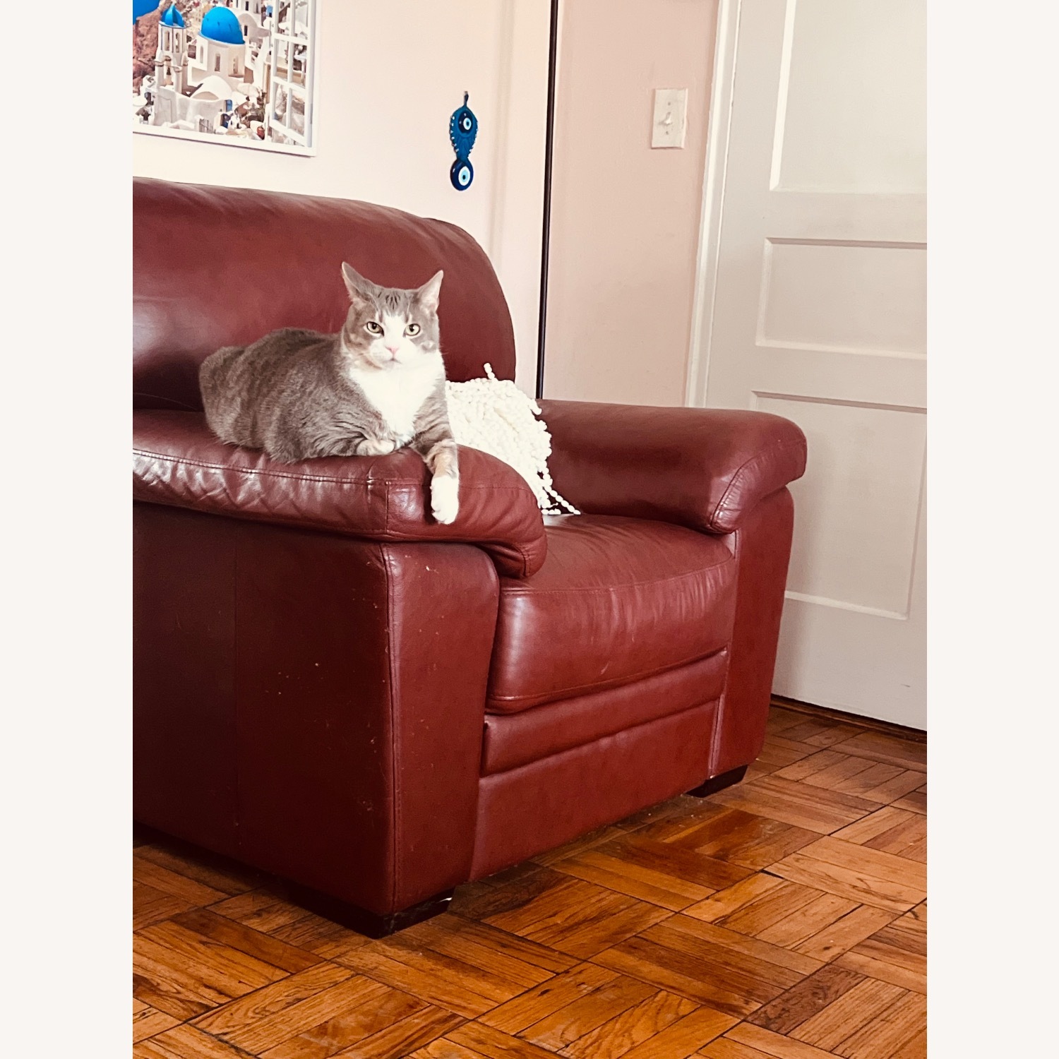 Macy's Dark Brown Leather Chaise Lounge - image-4