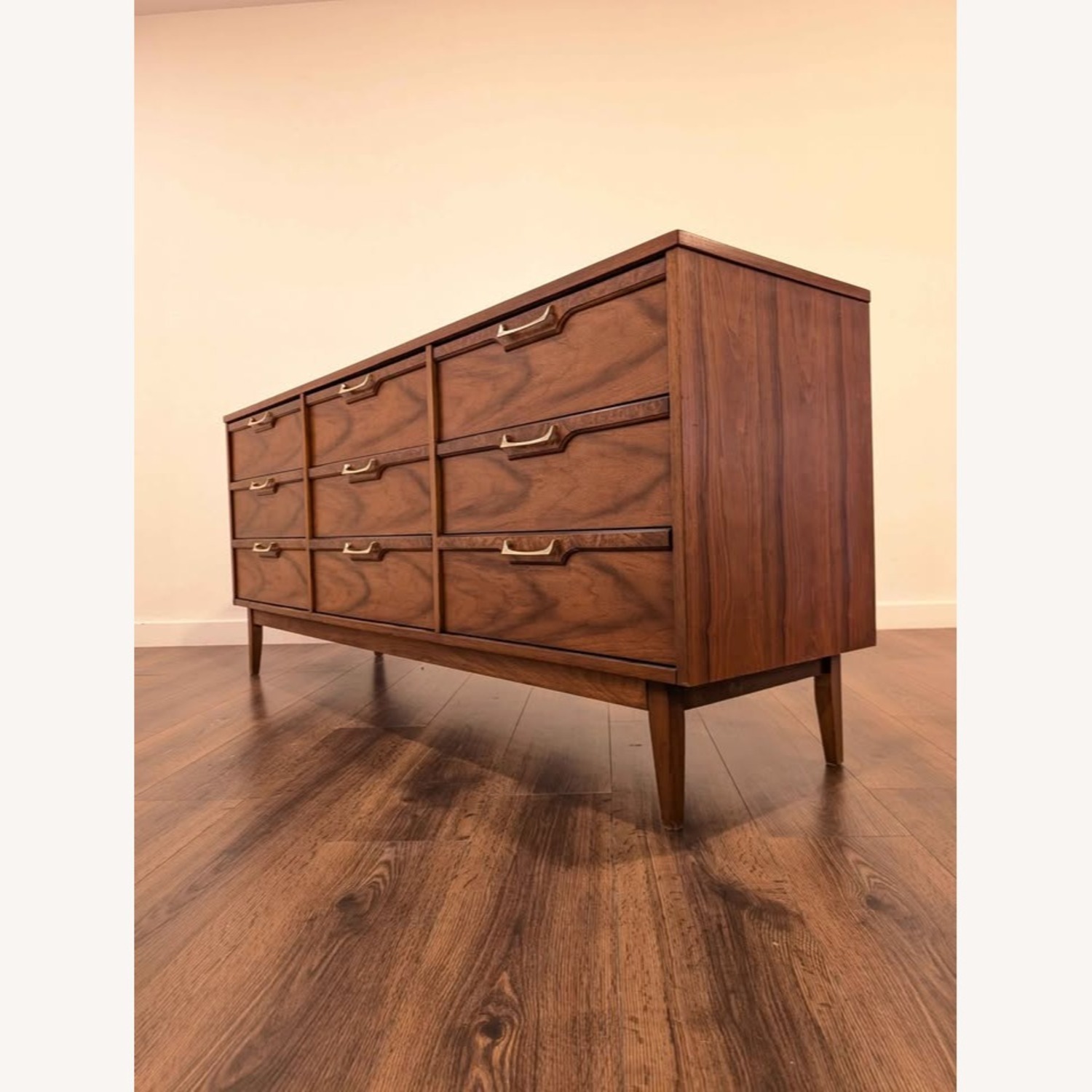 MCM Walnut 9 Drawer Lowboy Dresser Broyhill Lenoir - image-3