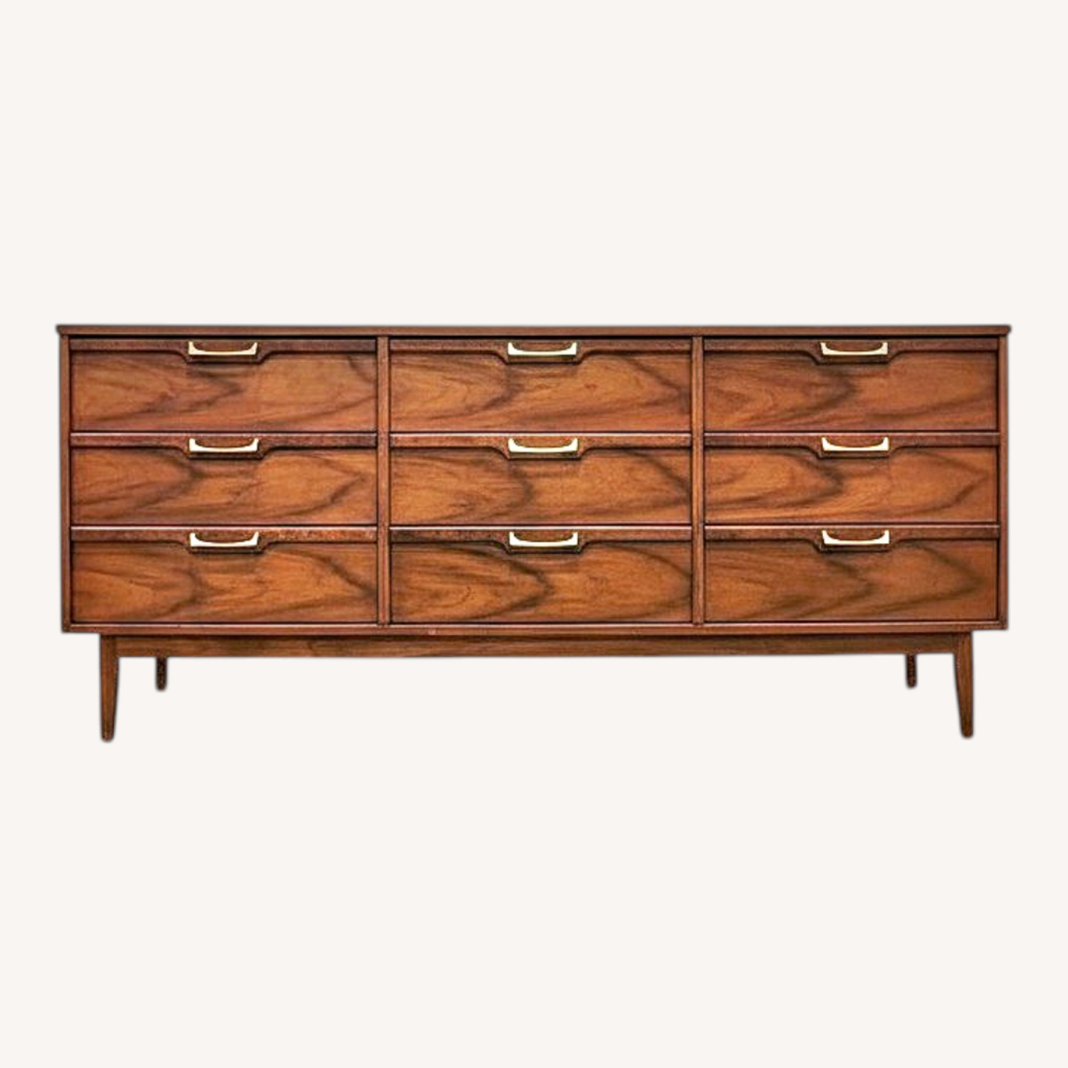MCM Walnut 9 Drawer Lowboy Dresser Broyhill Lenoir - image-0