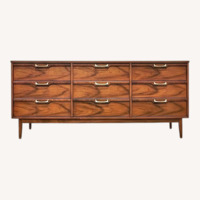 MCM Walnut 9 Drawer Lowboy Dresser Broyhill Lenoir