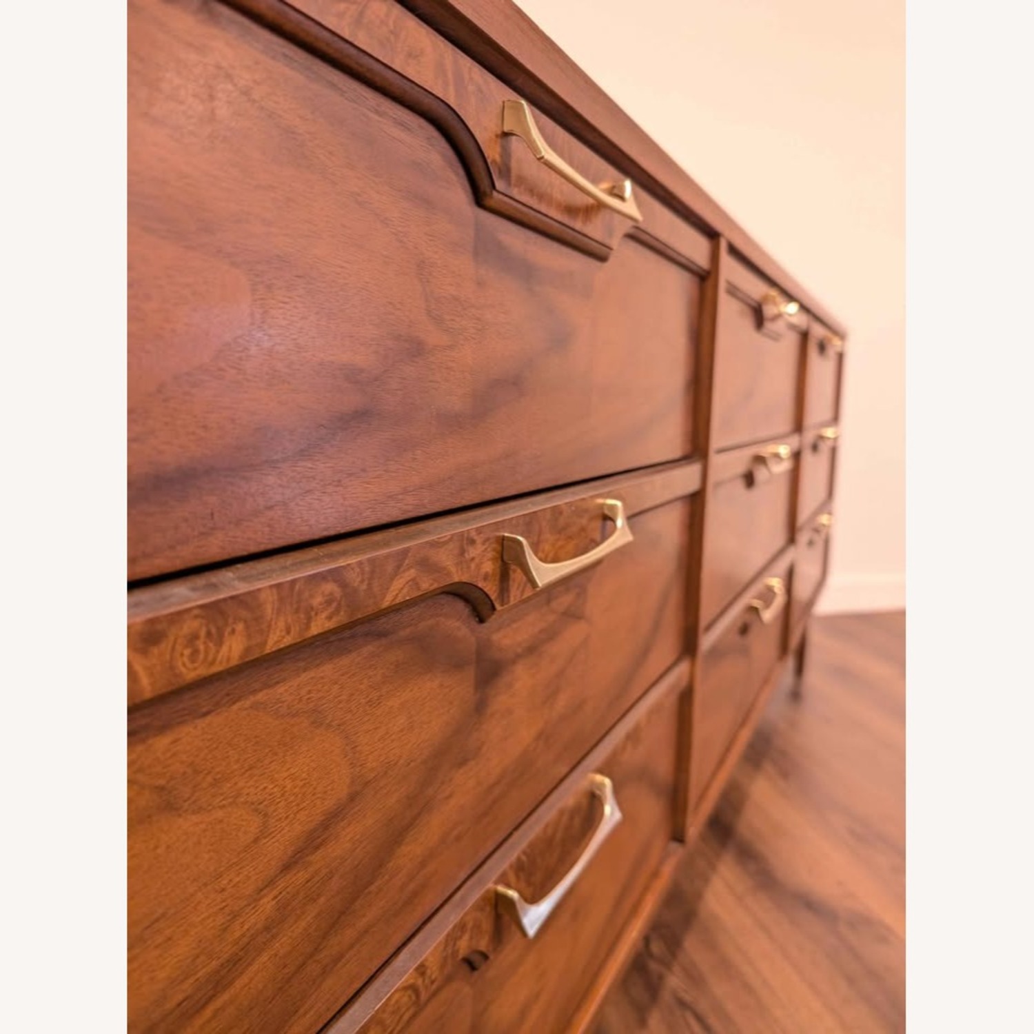 MCM Walnut 9 Drawer Lowboy Dresser Broyhill Lenoir - image-7