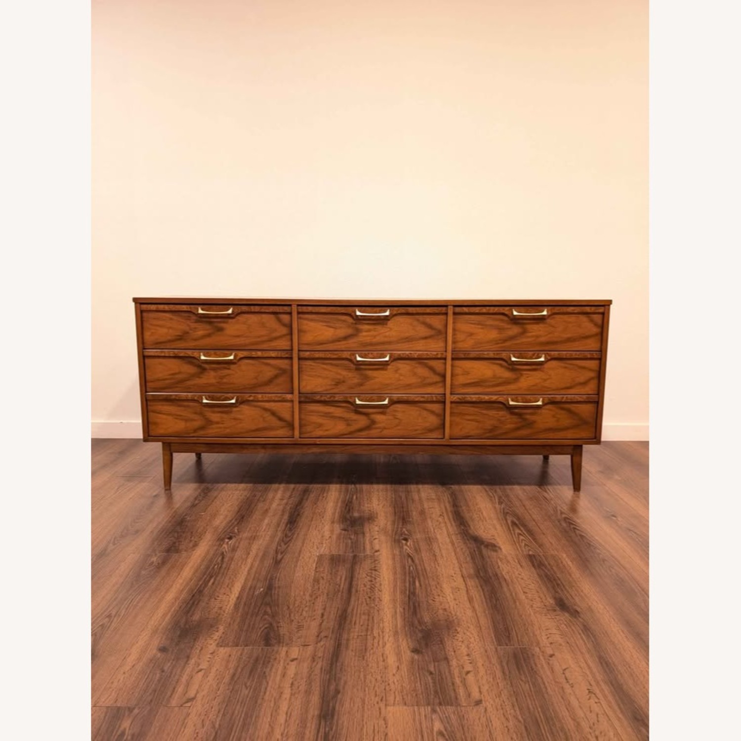 MCM Walnut 9 Drawer Lowboy Dresser Broyhill Lenoir - image-2