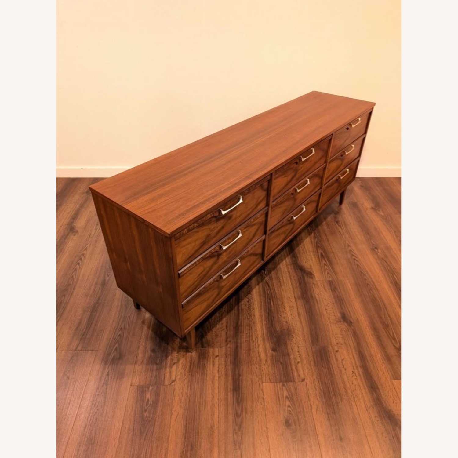 MCM Walnut 9 Drawer Lowboy Dresser Broyhill Lenoir - image-4