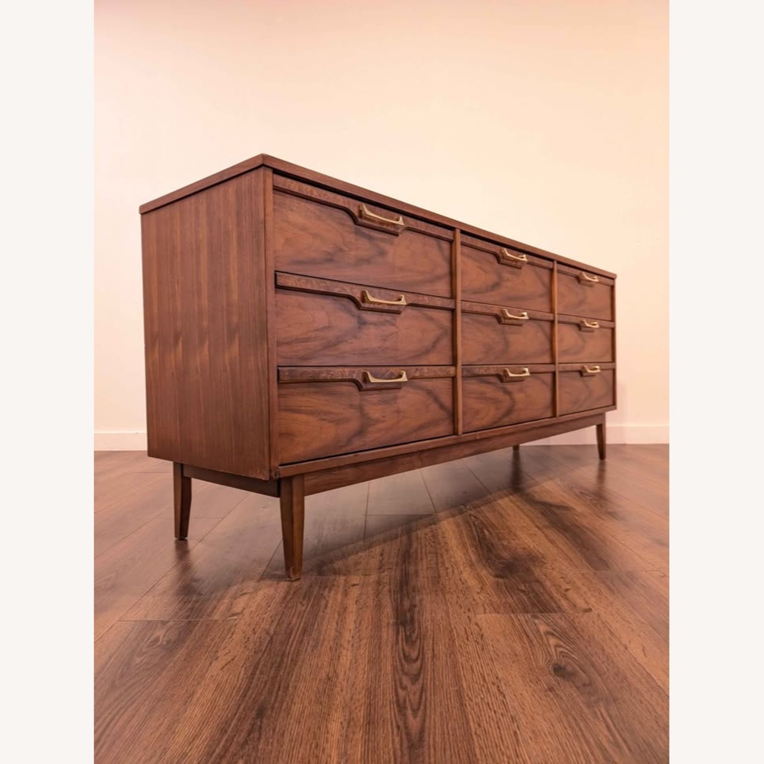 MCM Walnut 9 Drawer Lowboy Dresser Broyhill Lenoir - image-1