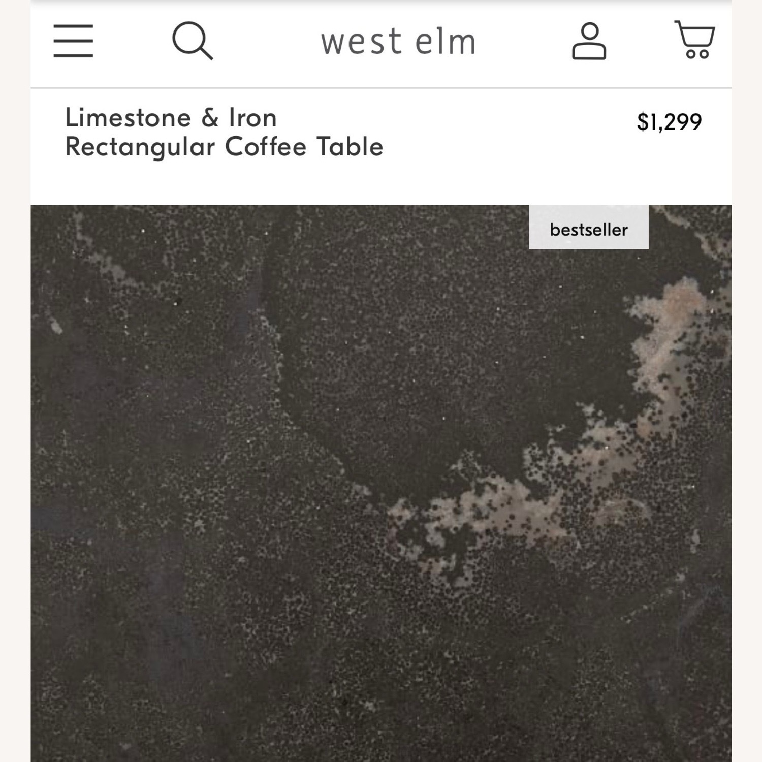 West Elm Limestone + Iron Coffee Table - image-5