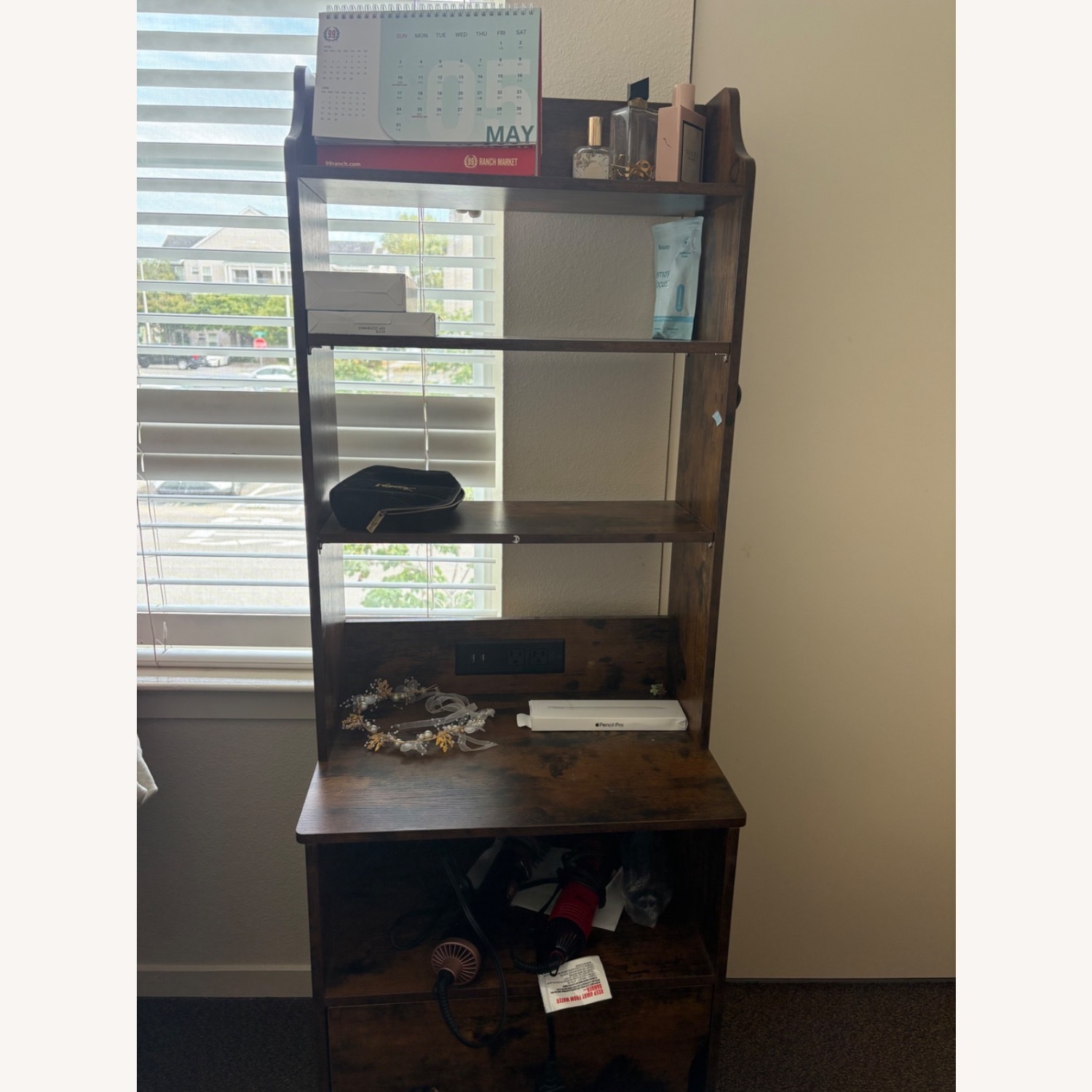 Bookshelf Hutch & Built-In Power Outlet - image-1