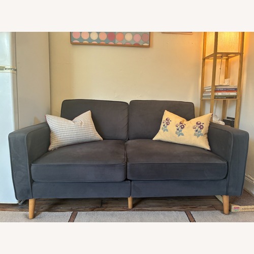 Used Burrow Nomad Dark Gray Velvet Loveseat for sale on AptDeco