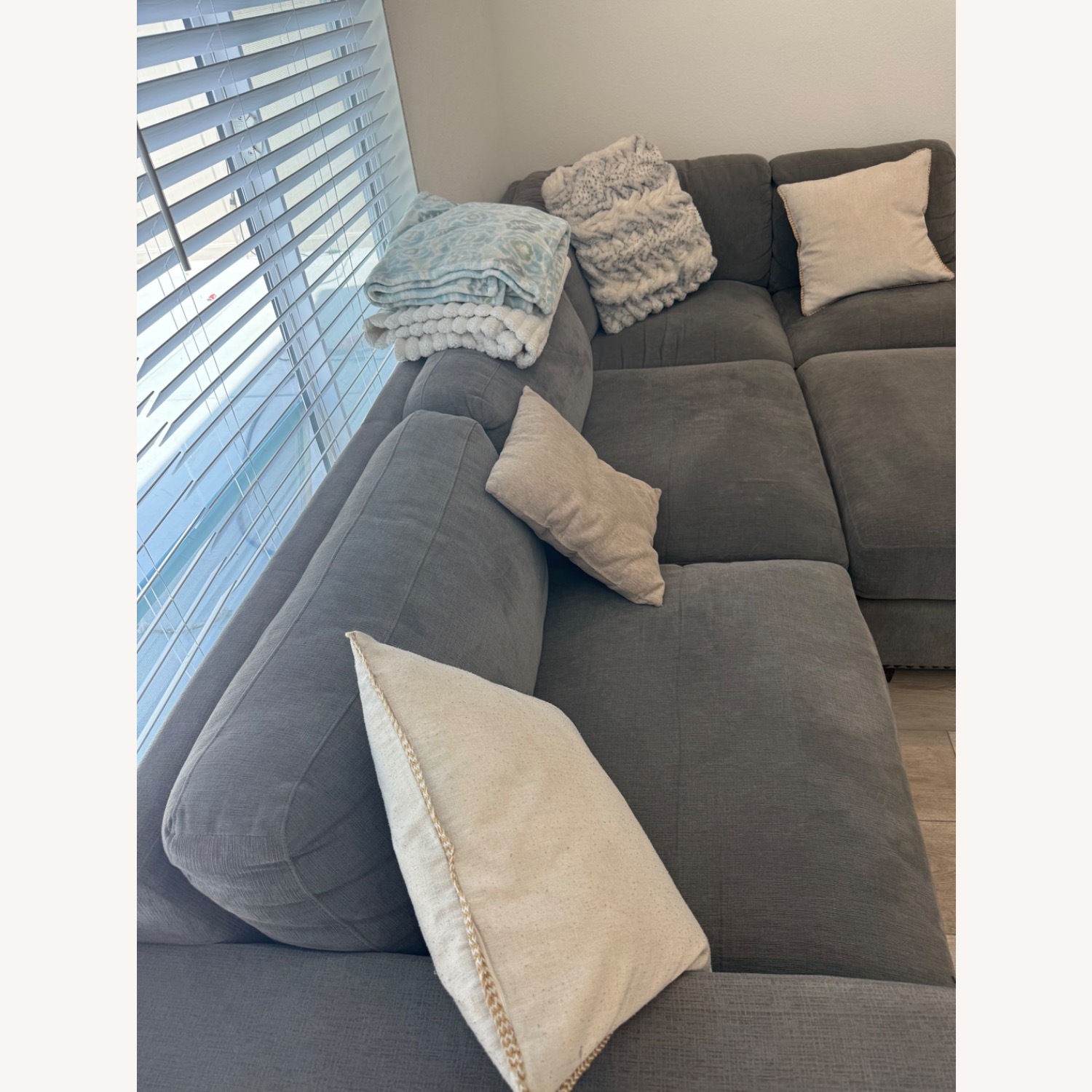 Dark Gray Fabric 2 Piece Sectional - image-3