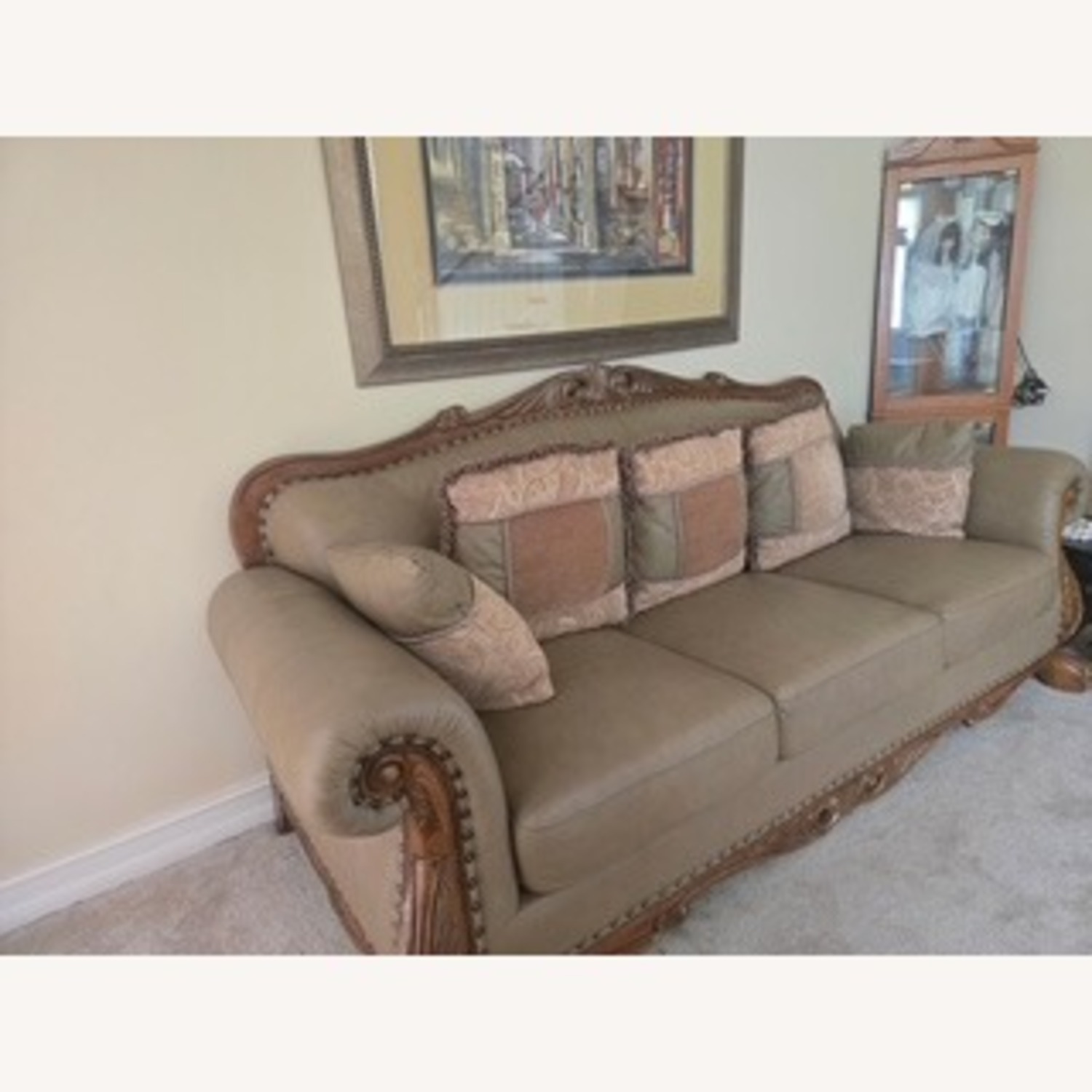 Havertys Traditional Leather Sofa - image-4