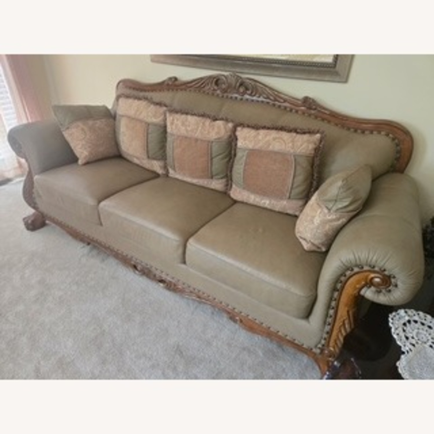 Havertys Traditional Leather Sofa - image-3