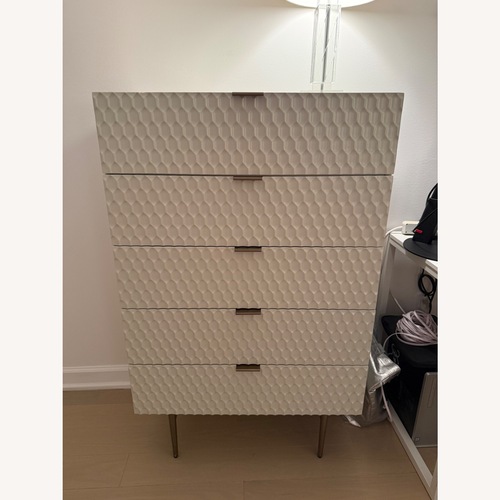 Used West Elm Audrey 5-Drawer Chest Parchment for sale on AptDeco