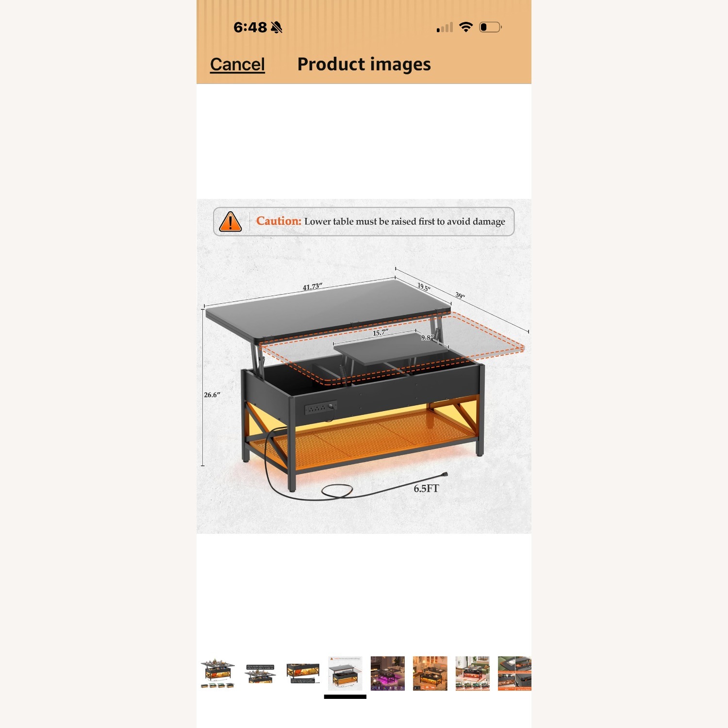Coffee Table with Storage and Expandable Top  - image-1
