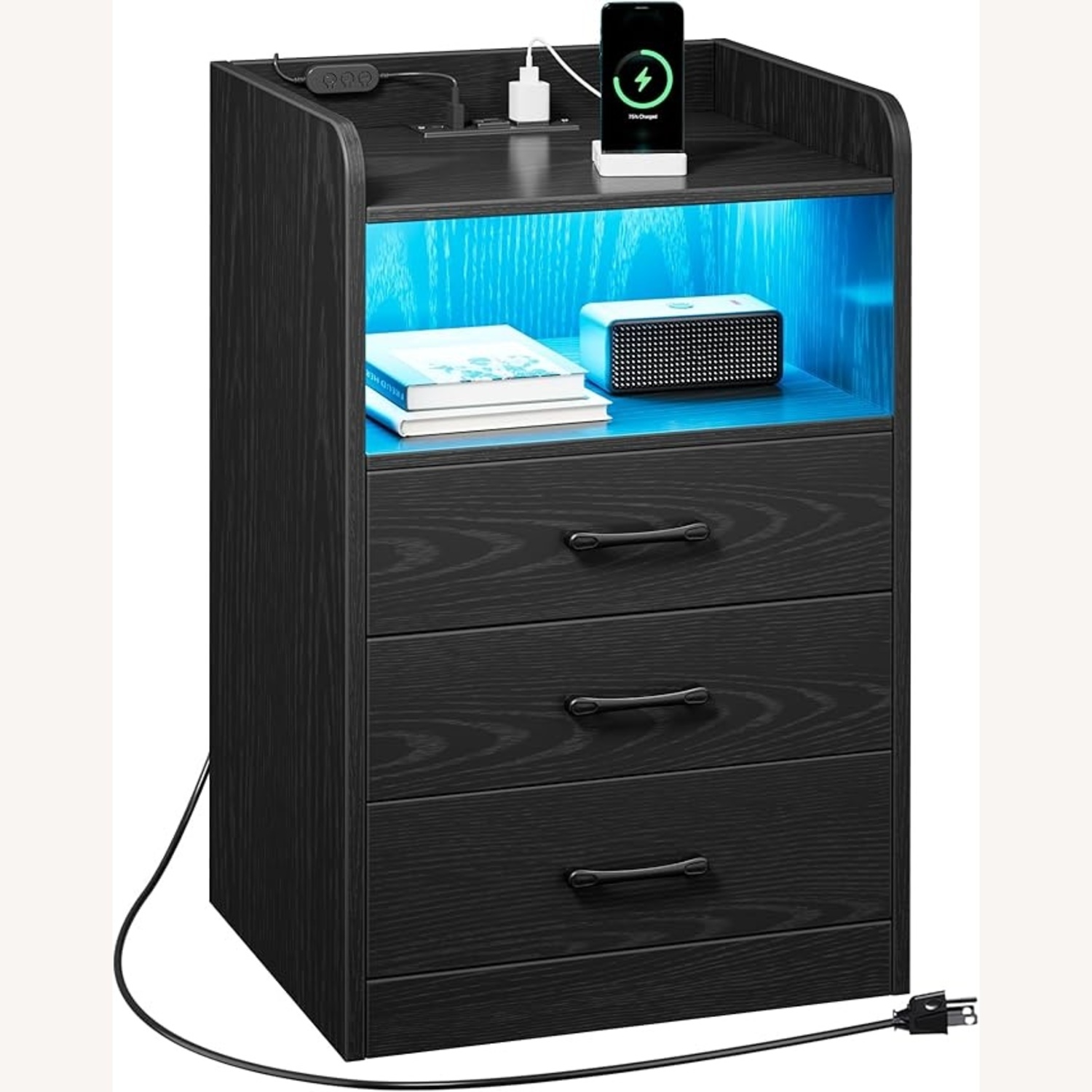 Nightstand with Remote for Bulit in LED Lights - image-4