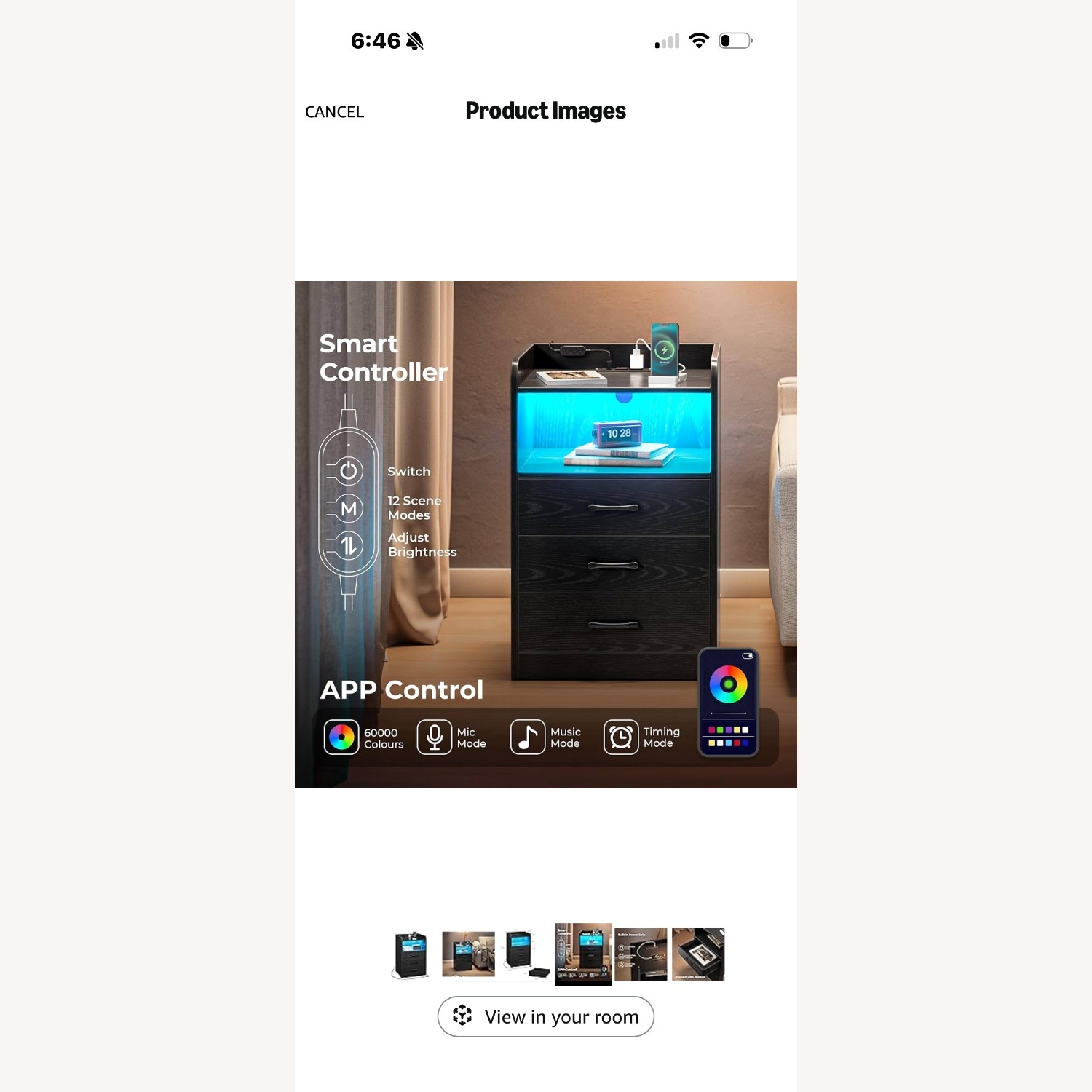 Nightstand with Remote for Bulit in LED Lights - image-2