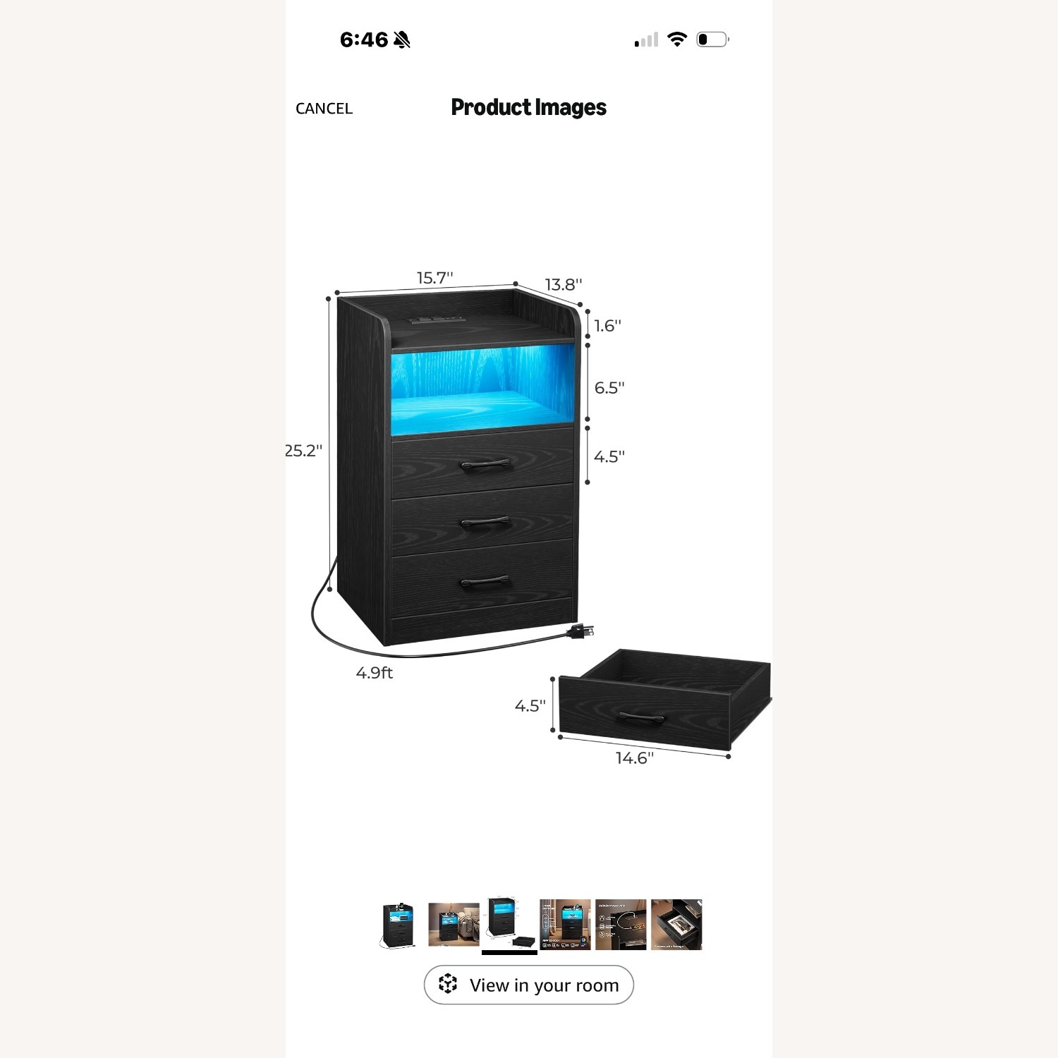 Nightstand with Remote for Bulit in LED Lights - image-1