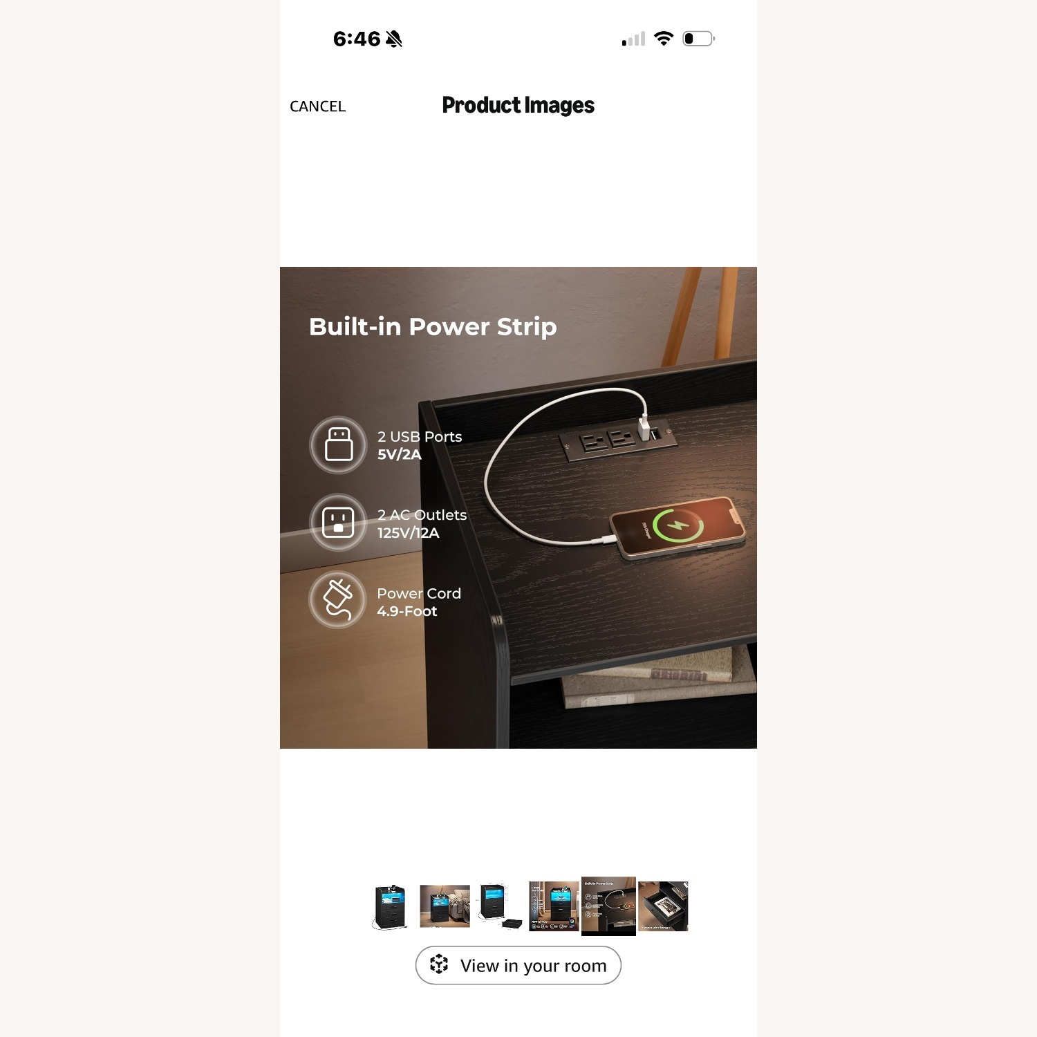 Nightstand with Remote for Bulit in LED Lights - image-3