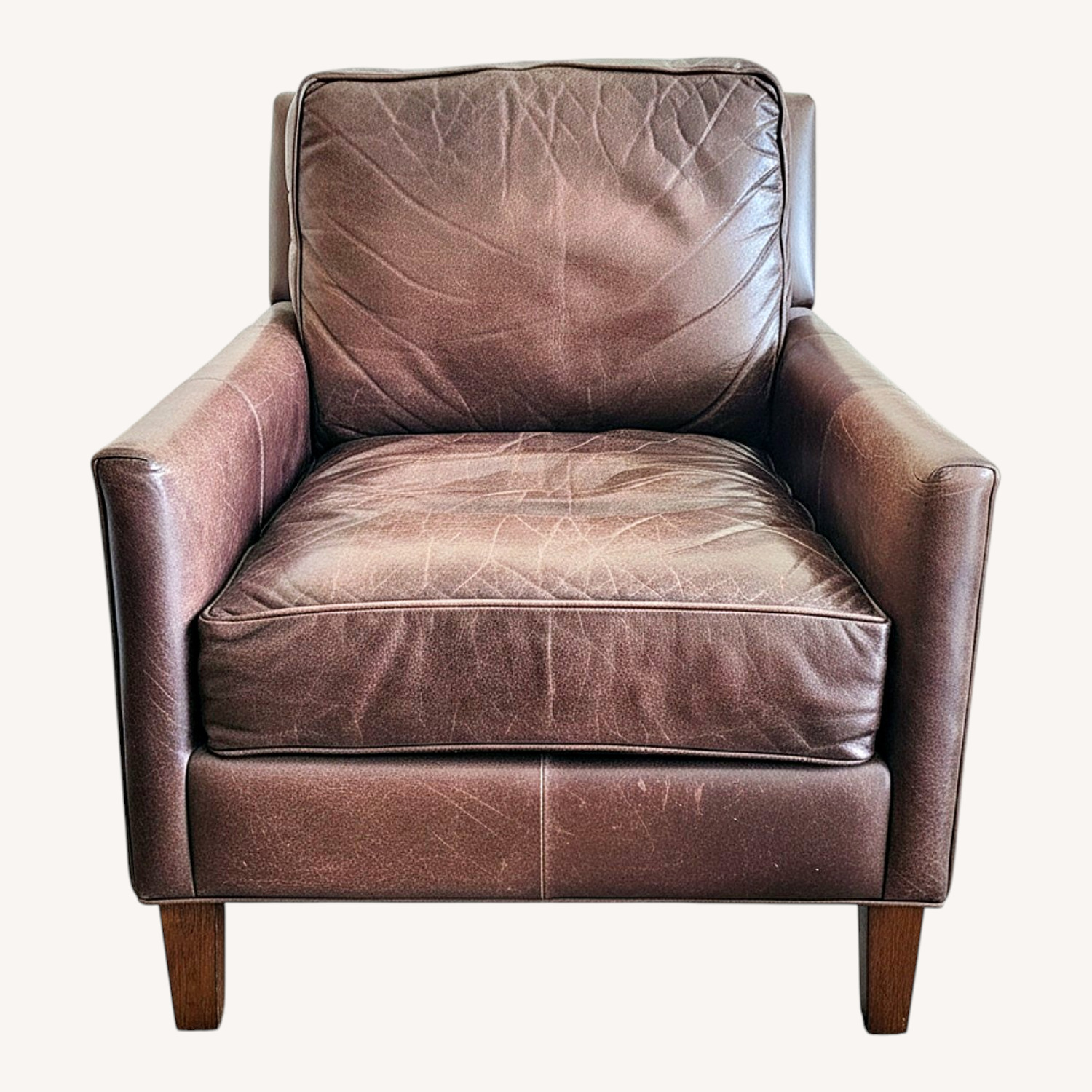 Brown Leather Arm Chair - image-0